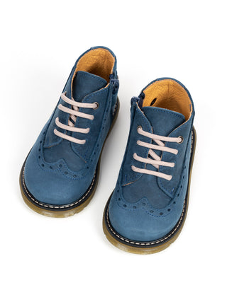 Schnürschuhe aus Leder - Blau