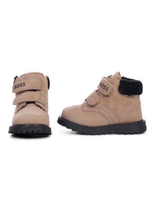 Stiefel aus Wildleder - Beige/Schwarz