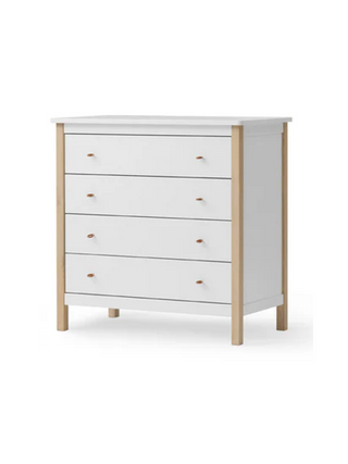 Wood Kommode mit 4 Schubladen in Weiß-Eiche