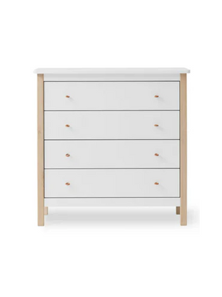 Wood Kommode mit 4 Schubladen in Weiß-Eiche