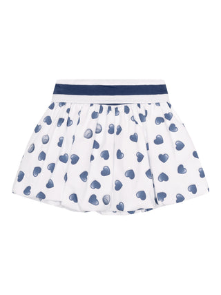 Ballonrock mit Herz-Print - Weiß/Blau