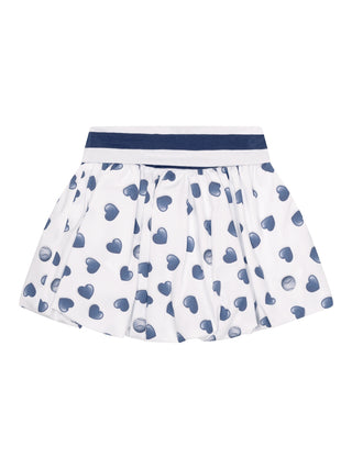 Ballonrock mit Herz-Print - Weiß/Blau
