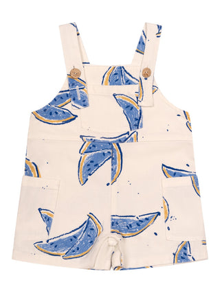 Latzhose mit Melonen-Print - Weiß