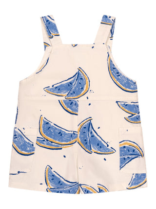 Latzhose mit Melonen-Print - Weiß