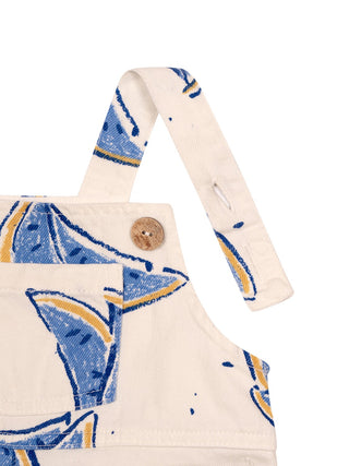 Latzhose mit Melonen-Print - Weiß