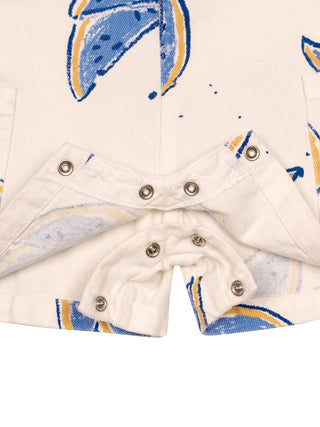 Latzhose mit Melonen-Print - Weiß