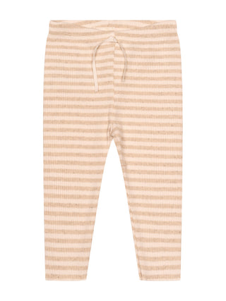 Gerippte Leggings mit Streifen - Beige