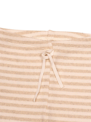 Gerippte Leggings mit Streifen - Beige