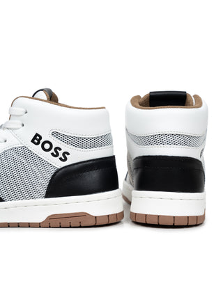 Hightop Sneakers aus Veloursleder und Mesh - Weiß/Schwarz_Bestand stimmt nicht Gr. 34