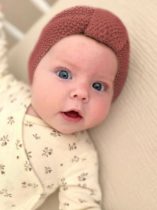 Baby Turban aus Strick - Kupfer