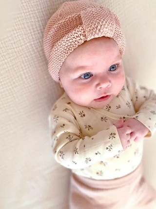 Baby Turban aus Strick - Altrosa