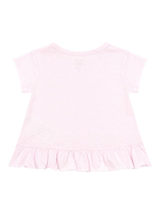 Flamé Jersey T-Shirt mit Volant - Rosa