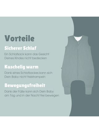 Schlafsack mit Füßen 1.0 TOG - Essential Mint