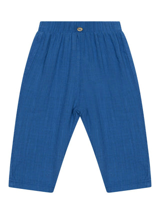Hose aus Bio-Baumwolle und Leinen - Blau