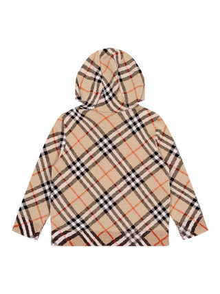 Jimmy Check Jacquard-Strick-Hoodie - Beige