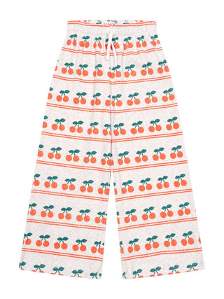 Gerippte Hose mit Kirschmuster - Grau meliert