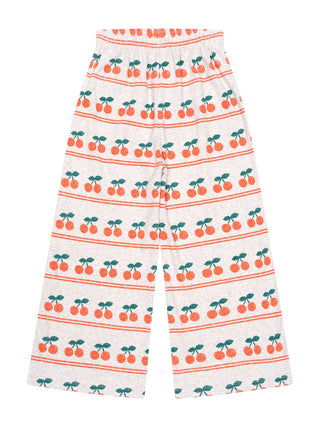 Gerippte Hose mit Kirschmuster - Grau meliert