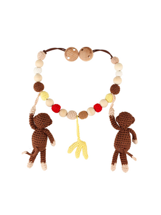 Gehäkelte Kinderwagenkette Affen mit Banane