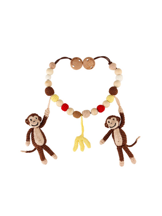 Gehäkelte Kinderwagenkette Affen mit Banane