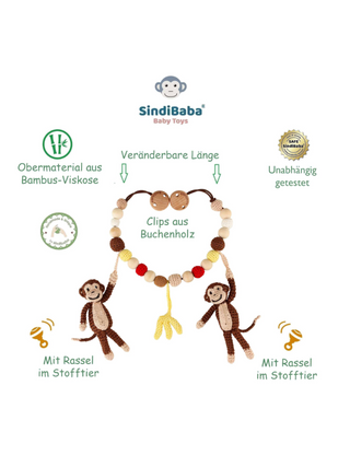 Gehäkelte Kinderwagenkette Affen mit Banane