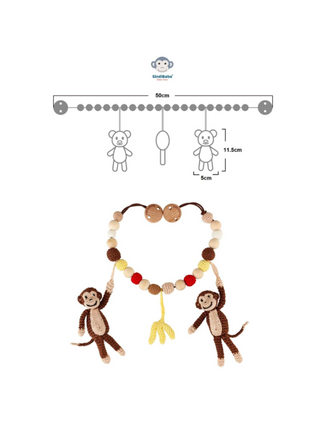 Gehäkelte Kinderwagenkette Affen mit Banane