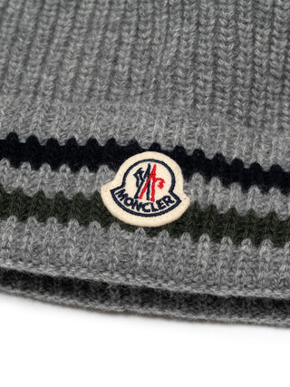 Strickmütze aus Wolle mit Logo - Grau