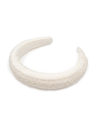 Haarreif mit Perlen- und Spitzen-Details - Weiß