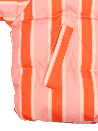 Retro Stripes kurze wattierte Steppjacke - Rot/Rosa