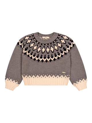 Strickpullover mit Jacquardmuster - Grau