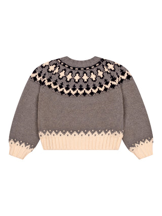 Strickpullover mit Jacquardmuster - Grau