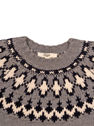 Strickpullover mit Jacquardmuster - Grau