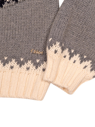 Strickpullover mit Jacquardmuster - Grau