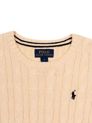 Pullover im Zopfstrick-Design - Creme