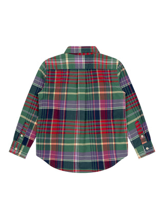 Kariertes Oxford-Hemd aus gebürsteter Baumwolle - Grün/Rot