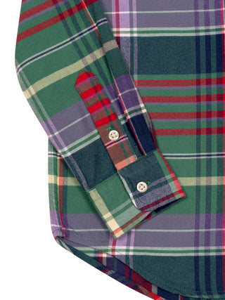 Kariertes Oxford-Hemd aus gebürsteter Baumwolle - Grün/Rot