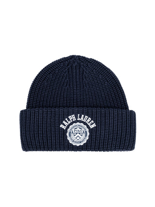 Strickmütze aus Baumwolle mit Logo - Navy