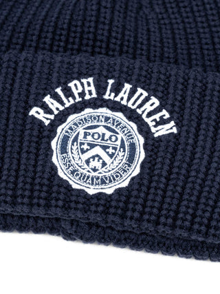 Strickmütze aus Baumwolle mit Logo - Navy