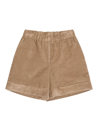 Samtshorts mit Logo - Beige