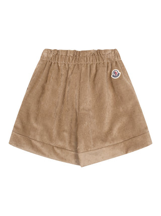 Samtshorts mit Logo - Beige
