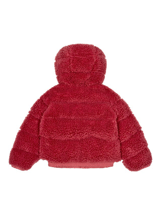 Adalbertas Daunenjacke aus Teddystoff mit Kapuze - Pink