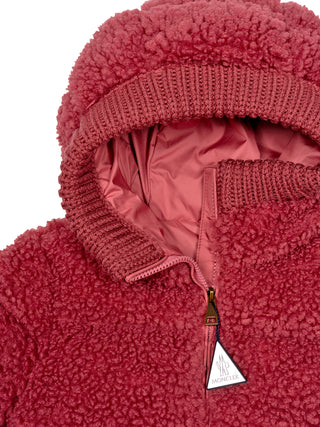 Adalbertas Daunenjacke aus Teddystoff mit Kapuze - Pink
