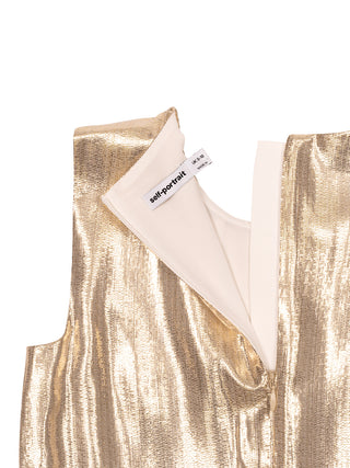 Plissiertes Kleid mit Schleife - Gold