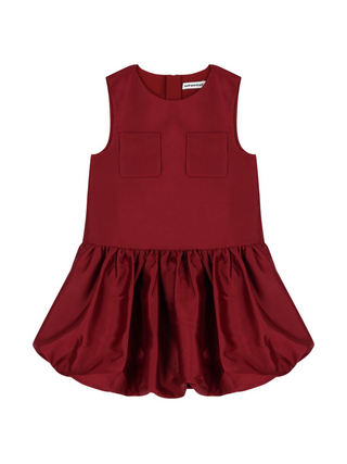 Taftkleid mit Ballonsaum - Burgunderrot