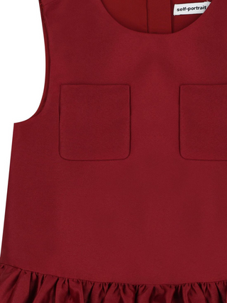 Taftkleid mit Ballonsaum - Burgunderrot