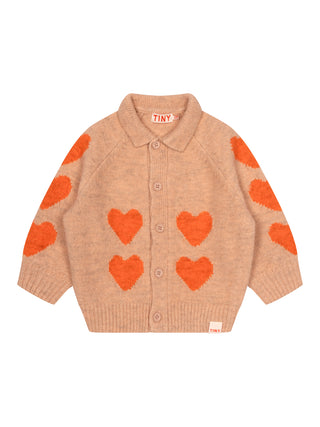 Strickjacke mit Herzen - Beige