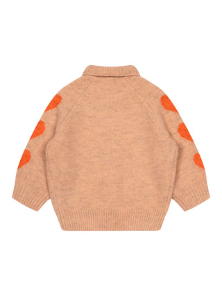 Strickjacke mit Herzen - Beige