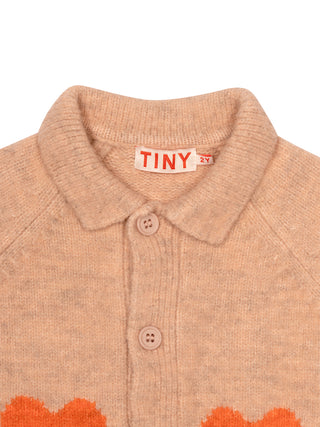 Strickjacke mit Herzen - Beige