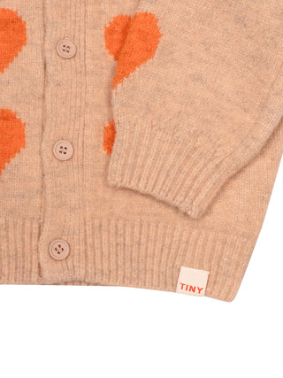 Strickjacke mit Herzen - Beige
