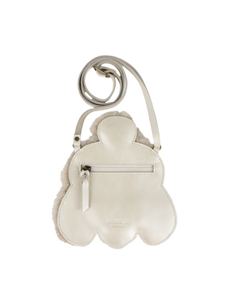 Britta Exklusive Geldbörse Pudel - Off White Metallic Leder