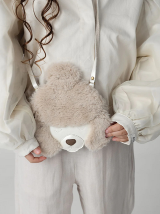 Britta Exklusive Geldbörse Pudel - Off White Metallic Leder